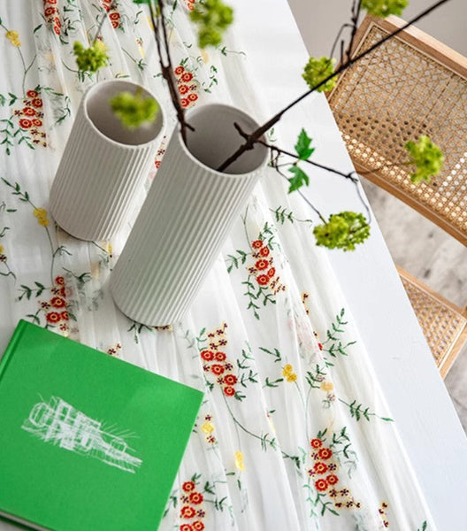 Spring Flower Rectangular Tablecloth for Oval Table, Extra Large Lace Tablecloths, Lace Embroidered Table Covers, Rectangular Table Covers for Coffee Table-HomePaintingDecor