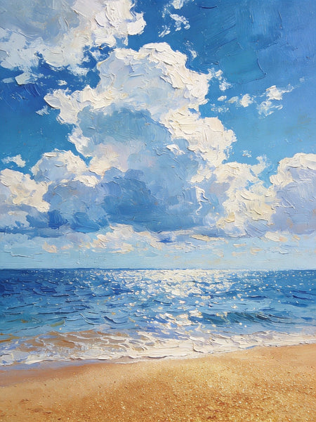 Original Canvas Paintings, Coastal Peace and Quiet, Hand Painted Canvas Art, Small Oil Paintings, Palette Knife Artwork, Landscape Paintings for Bedroom-HomePaintingDecor