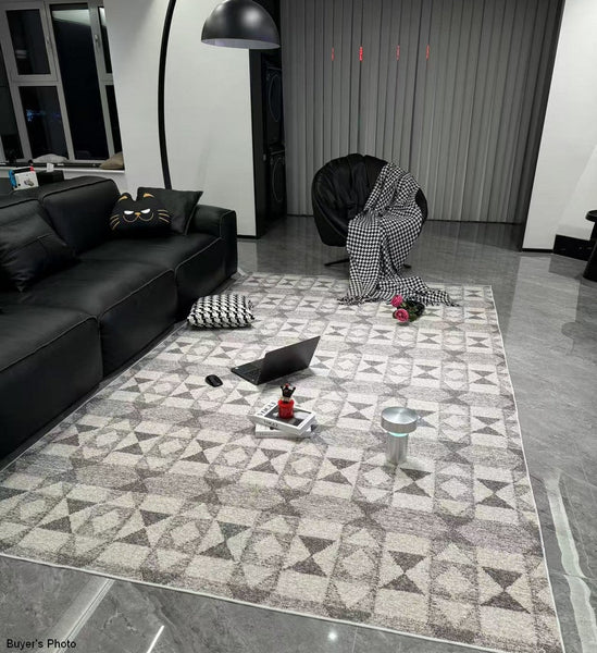 Large Gray Floor Rugs for Living Room, Dining Room Floor Rug, Modern Floor Rugs for Bedroom, Extra Large Geometric Modern Rugs for Office-HomePaintingDecor