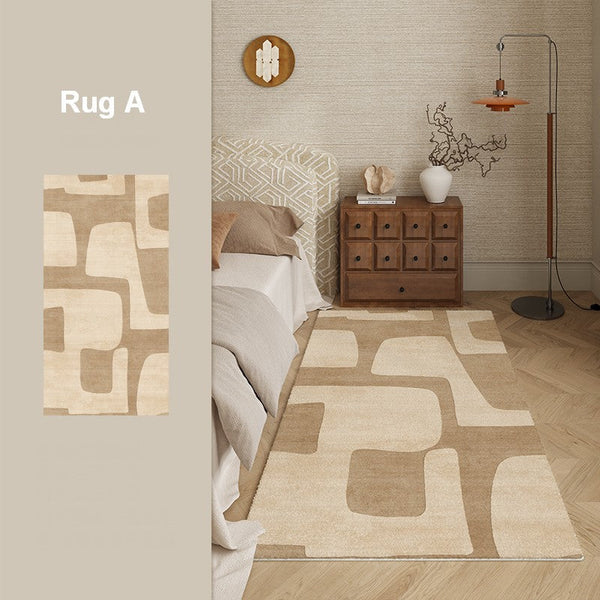 Abstract Modern Rugs for Living Room, Contemporary Modern Rugs Next to Bed, Geometric Modern Rugs under Dining Room Table, Brown Modern Carpets for Office-HomePaintingDecor