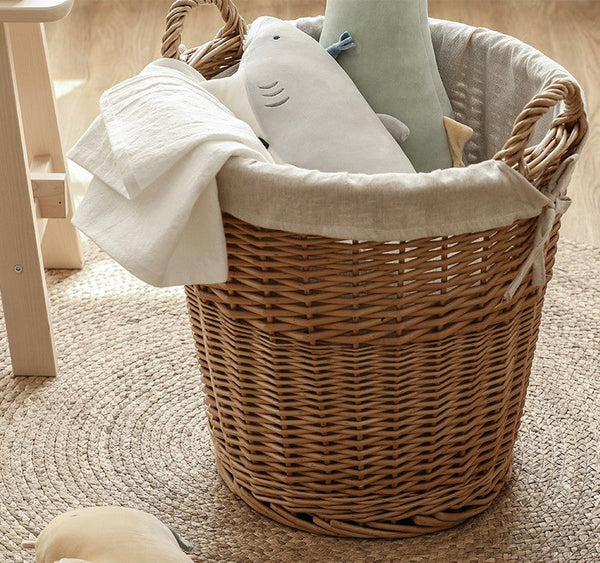 Large Food Storage Basket with Handle, Natural Hand-woven Wicker Storage Basket for Clothes, Willow Weaving Baskets for Clothes, Extra Large Kitchen Storage Baskets-HomePaintingDecor