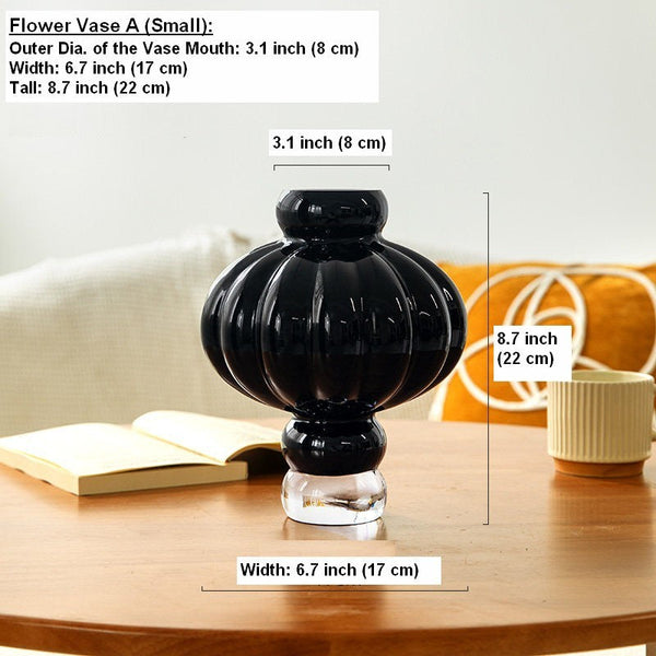 Black Glaze Vase, Contemporary Vases for Modern Home Decor, Black Glass Bud Vases, Handmade Liuli Vases, Centerpiece Vases on Table-HomePaintingDecor