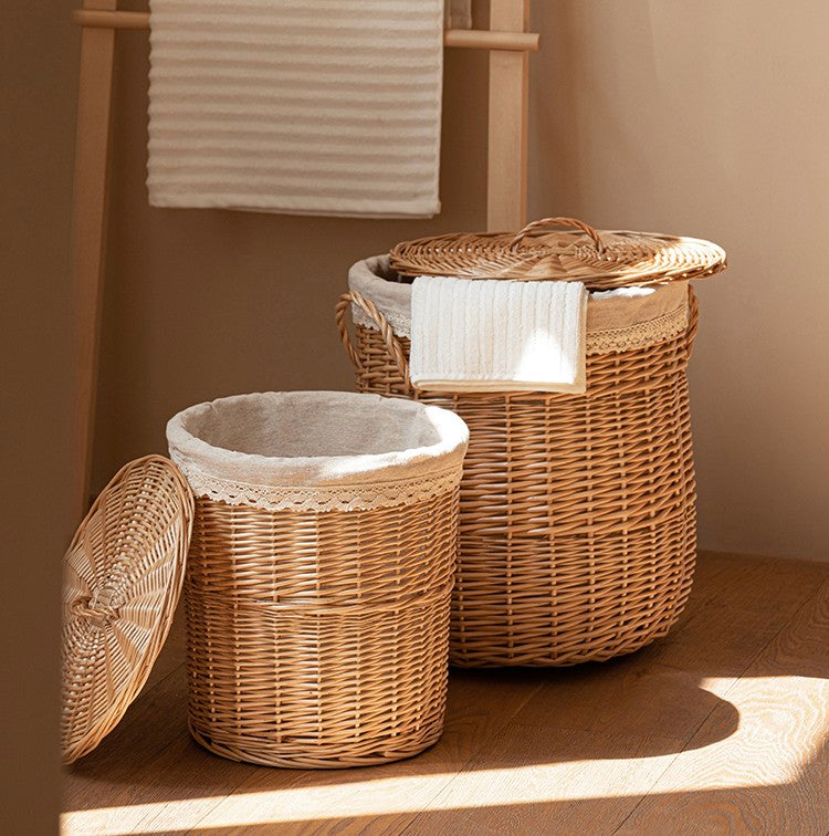 Hand Woven Wicker Storage Baskets For Clothes And Household Items