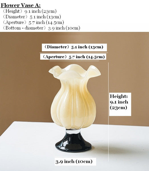 Centerpiece Contemporary Vases on Table, Mid Century Glass Vases, Unique Decorative Glass Vase, Handmade Modern Vases for Living Room, Modern Glass Vase for Flowers-HomePaintingDecor