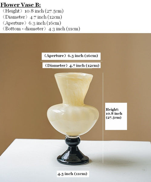 Unique Decorative Glass Vase, Centerpiece Contemporary Vases on Table, Mid Century Glass Vases, Handmade Modern Vases for Living Room, Modern Glass Vase for Flowers