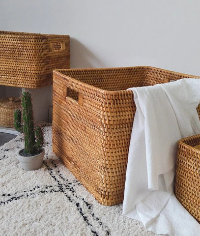 Oversized Laundry Storage Baskets, Round Storage Baskets, Storage Baskets for Clothes, Extra Large Rattan Storage Baskets, Storage Baskets for Bathroom-HomePaintingDecor