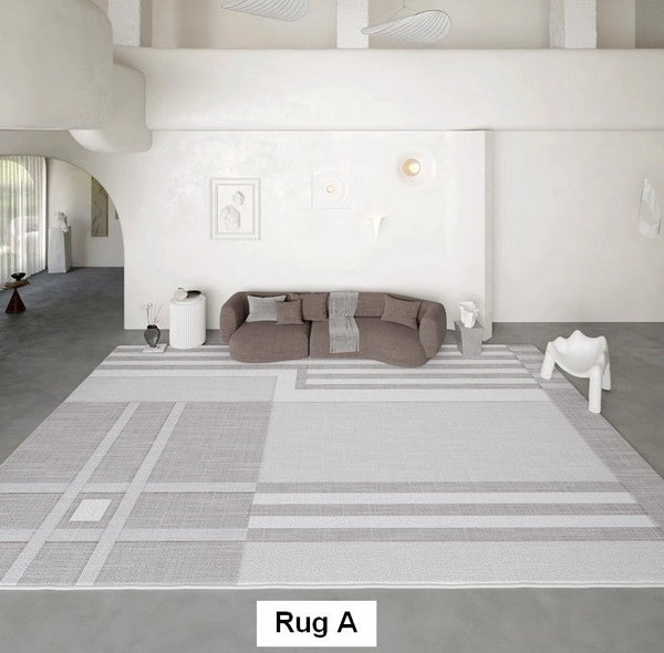 Modern Abstract Rugs under Dining Room Table, Geometric Modern Carpets for Bedroom, Modern Grey Rugs for Living Room-HomePaintingDecor