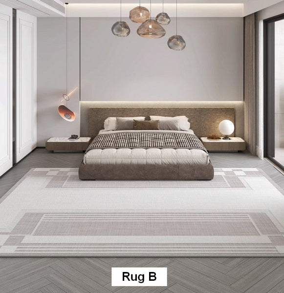 Modern Abstract Rugs under Dining Room Table, Geometric Modern Carpets for Bedroom, Modern Grey Rugs for Living Room-HomePaintingDecor