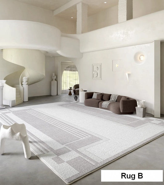Modern Abstract Rugs under Dining Room Table, Geometric Modern Carpets for Bedroom, Modern Grey Rugs for Living Room-HomePaintingDecor