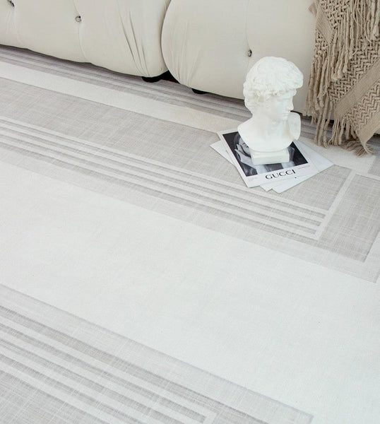 Modern Abstract Rugs under Dining Room Table, Geometric Modern Carpets for Bedroom, Modern Grey Rugs for Living Room-HomePaintingDecor