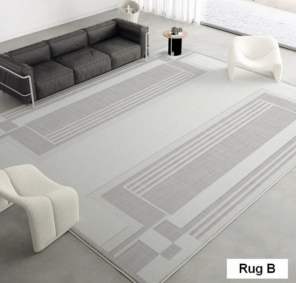 Modern Abstract Rugs under Dining Room Table, Geometric Modern Carpets for Bedroom, Modern Grey Rugs for Living Room-HomePaintingDecor