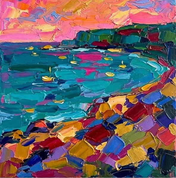 Abstract Seashore Painting, Hand Painted Canvas Art, Impasto Artwork, Original Small Paintings, Palette Knife Paintings, Modern Abstract Painting, Original Abstract Art-HomePaintingDecor