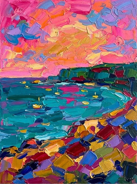 Abstract Seashore Painting, Hand Painted Canvas Art, Impasto Artwork, Original Small Paintings, Palette Knife Paintings, Modern Abstract Painting, Original Abstract Art-HomePaintingDecor