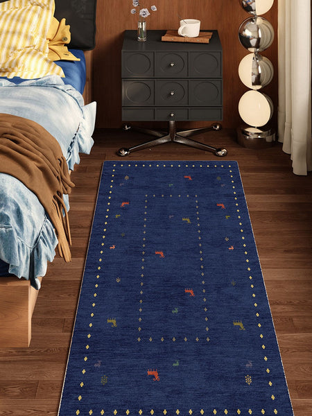 Modern Runner Rugs Next to Bed, Contemporary Runner Rugs for Living Room, Blue Runner Rugs for Hallway, Bathroom Runner Rugs, Kitchen Runner Rugs-HomePaintingDecor