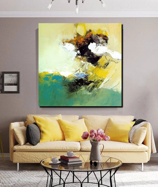 Acrylic Painting for Bedroom, Modern Canvas Painting, Contemporary Artwork, Green Abstract Acrylic Paintings, Hand Painted Canvas Art-HomePaintingDecor