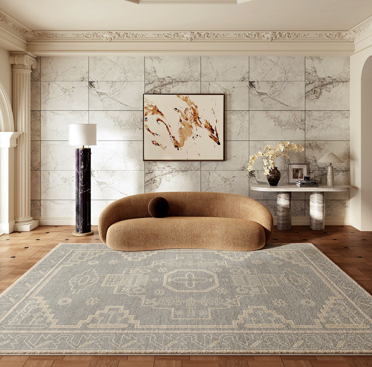 Contemporary Abstract Rugs Next To Bed Geometric, Modern Carpets Gray Design