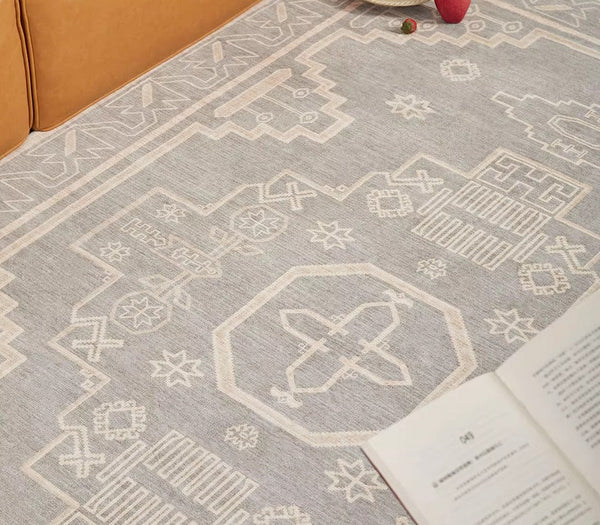 Contemporary Abstract Rugs Next to Bed, Geometric Modern Carpets for Office, Vintage Soft Turkish Rug for Living Room, Large Modern Rugs under Dining Room Table-HomePaintingDecor