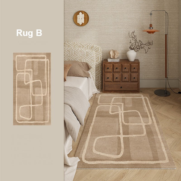 Abstract Modern Rugs for Living Room, Contemporary Modern Rugs Next to Bed, Geometric Modern Rugs under Dining Room Table, Brown Modern Carpets for Office-HomePaintingDecor
