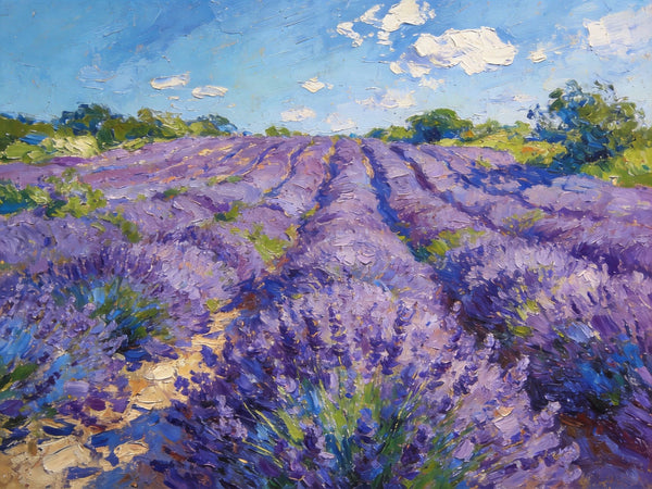 Vibrant Provence Lavender Landscape, Original Wall Art Paintings, Landscape Paintings for Living Room, Small Paintings on Canvas, Landscape Oil Paintings, Hand Painted Canvas Art-HomePaintingDecor