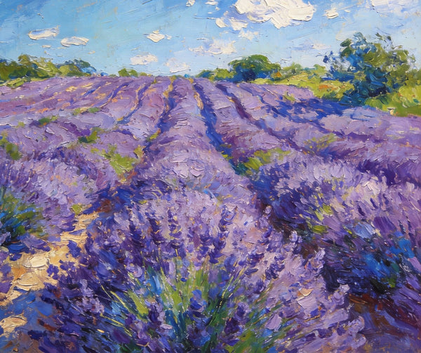 Vibrant Provence Lavender Landscape, Original Wall Art Paintings, Landscape Paintings for Living Room, Small Paintings on Canvas, Landscape Oil Paintings, Hand Painted Canvas Art-HomePaintingDecor