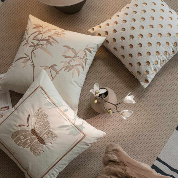 Embroidered Butterfly Pillow Covers, Modern Decorative Pillows for Bedroom, Decorative Pillow Arrangement Ideas for Couch, Large Decorative Throw Pillows for Living Room-HomePaintingDecor