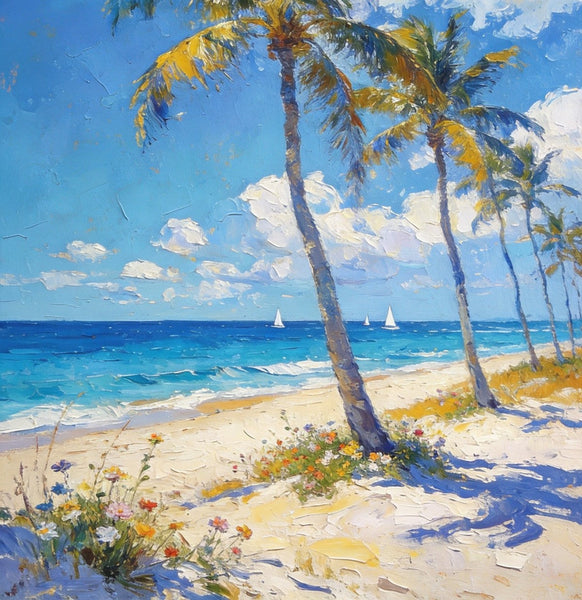 Landscape Canvas Paintings, Beachside Beauty, Seashore Painting, Beach Oil Paintings, Original Landscape Paintings, Hand Painted Canvas Art, On Canvas Small Paintings-HomePaintingDecor