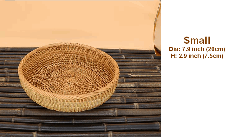 Round Stoarge Basket, Storage Basket for Food, Small Storage Baskets, Woven Storage Baskets, Rattan Storage Baskets, Kitchen Storage Baskets-HomePaintingDecor