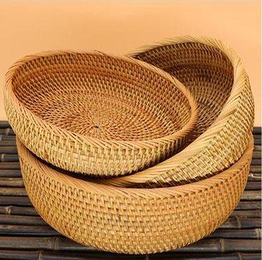 Round Stoarge Basket, Storage Basket for Food, Small Storage Baskets, Woven Storage Baskets, Rattan Storage Baskets, Kitchen Storage Baskets-HomePaintingDecor