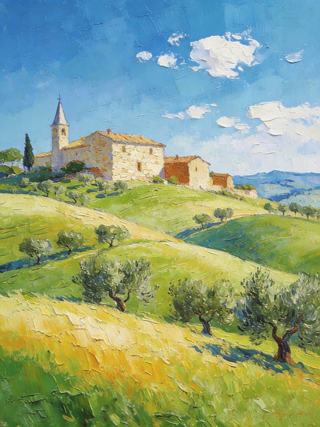 Rolling Hills of Tuscany, Original Landscape Artwork, Small Oil Paintings, Small Paintings On Canvas, Hand Painted Canvas Art, Heavy Texture Wall Art Paintings-HomePaintingDecor