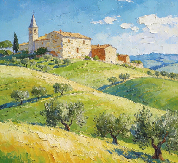 Rolling Hills of Tuscany, Original Landscape Artwork, Small Oil Paintings, Small Paintings On Canvas, Hand Painted Canvas Art, Heavy Texture Wall Art Paintings-HomePaintingDecor