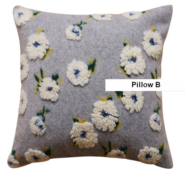 Square Modern Throw Pillows for Couch, Contemporary Modern Sofa Pillows, Flower Decorative Pillow Covers, Decorative Pillows for Bedroom-HomePaintingDecor