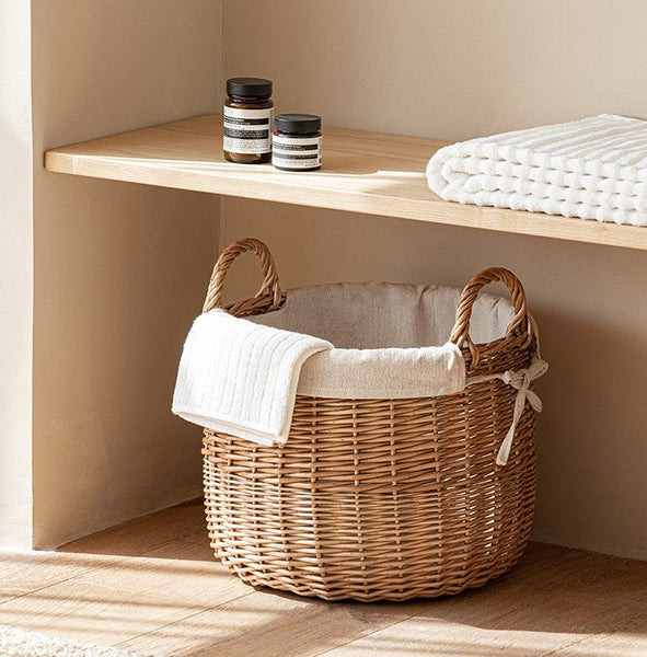 Large Round Storage Basket for Clothes, Natural Hand-woven Wicker Storage Basket for Clothes, Willow Weaving Baskets for Clothes, Extra Large Kitchen Storage Baskets-HomePaintingDecor