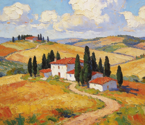 Landscape Paintings on Canvas, Charming Tuscan Countryside View, Original Oil Paintings for Living Room, Palette Knife Canvas Art, Small Landscape Paintings, Hand Painted Oil Paintings-HomePaintingDecor