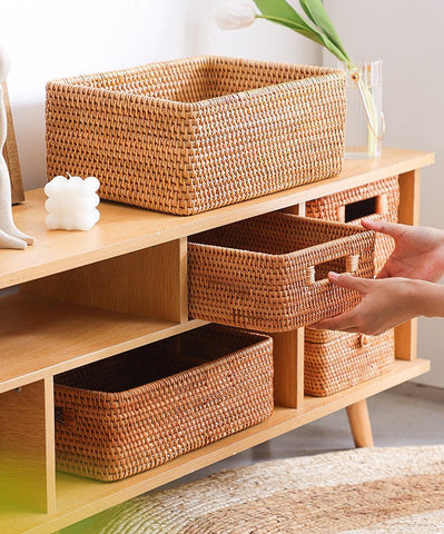 Laundry Storage Baskets, Rattan Storage Baskets for Kitchen, Storage Basket for Shelves, Kitchen Storage Basket, Storage Baskets for Bathroom-HomePaintingDecor