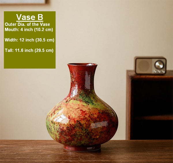 Large Pottery Flower Vases, Handmade Water Holding Flower Vases, Modern Bouquet Flower Vases, Centerpiece on Dining Table, Flower Vase on Table-HomePaintingDecor