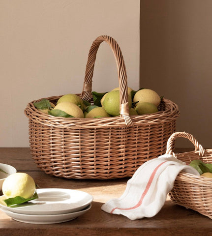 Lovely Willow Weaving Baskets for Vegetable, Large Picnic Food Basket with Handle, Natural Hand-woven Wicker Storage Basket, Natural Fruit Basket, Kitchen Storage Baskets-HomePaintingDecor