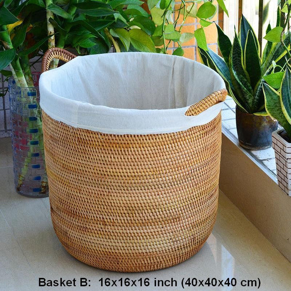 Extra Large Rattan Storage Baskets, Oversized Laundry Storage Baskets, Round Storage Baskets, Storage Baskets for Clothes, Storage Baskets for Bathroom-HomePaintingDecor