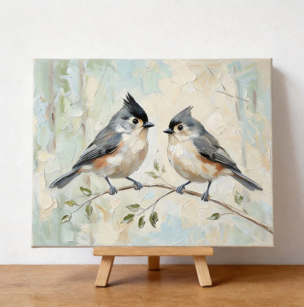 Hand Painted Canvas Art, Love Bird Couple Painting, Lark Bird Painting, Original Oil Paintings, Small Canvas Wall Art Paintings, Buy Original Oil Paintings Online