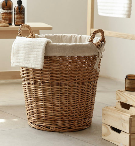Large Food Storage Basket with Handle, Natural Hand-woven Wicker Storage Basket for Clothes, Willow Weaving Baskets for Clothes, Extra Large Kitchen Storage Baskets-HomePaintingDecor