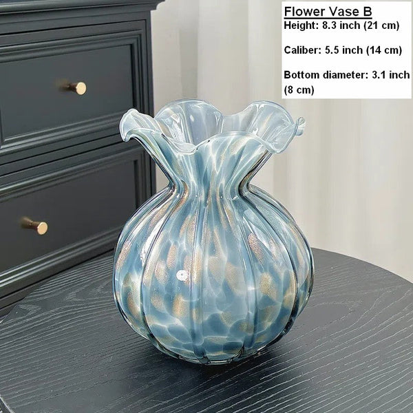 Centerpiece Vases on Table, Handmade Liuli Vases, Color Glaze Vase, Modern Glass Bud Vases, Contemporary Vases for Modern Home Decor-HomePaintingDecor