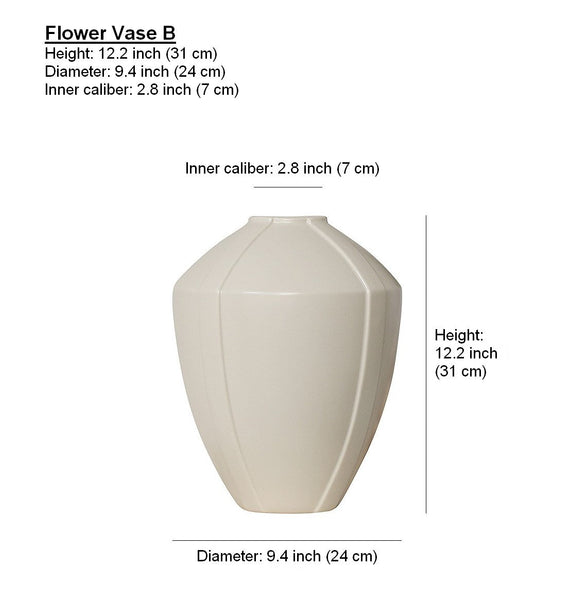 Centerpiece Ceramic Bouquet Vases, Porcelain Vases for Modern Home Decor, Large Contemporary Vases on Dining Table, Handmade Modern Flower Vase-HomePaintingDecor