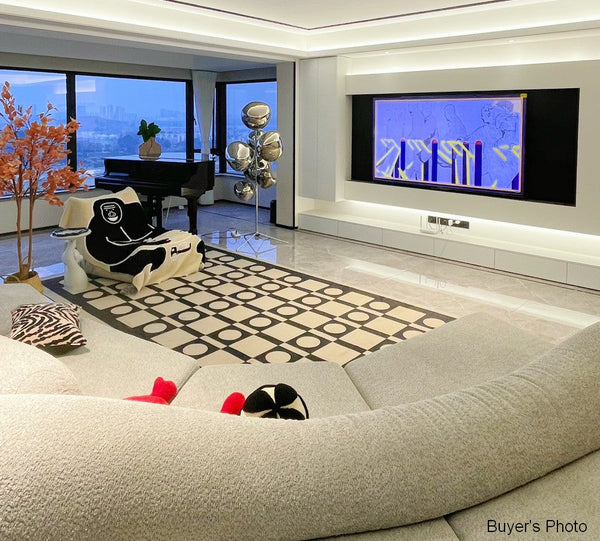 Mid Century Modern Rugs Next to Bed, Modern Rugs for Dining Room, Thick Contemporary Rugs for Bedroom, Modern Carpets for Living Room-HomePaintingDecor