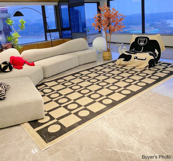 Mid Century Modern Rugs Next to Bed, Modern Rugs for Dining Room, Thick Contemporary Rugs for Bedroom, Modern Carpets for Living Room-HomePaintingDecor