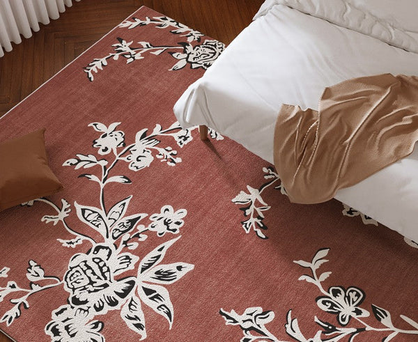 Abstract Contemporary Rugs Next to Bed, Flower Pattern Contemporary Modern Rugs, Modern Rugs for Living Room, Modern Rugs for Dining Room-HomePaintingDecor