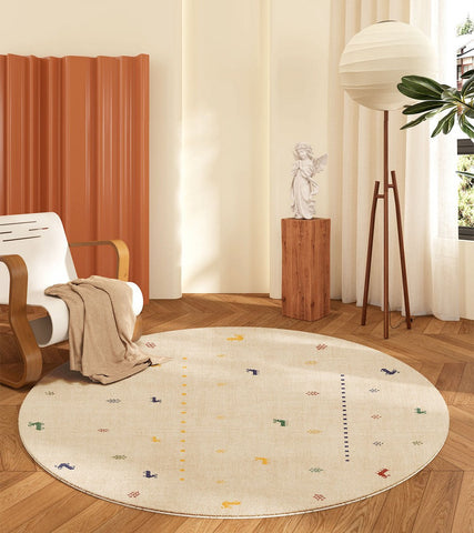 Geometric Modern Rug Ideas for Living Room, Circular Modern Rugs for Bathroom, Modern Rugs for Children's Room, Abstract Contemporary Round Rugs for Dining Room-HomePaintingDecor