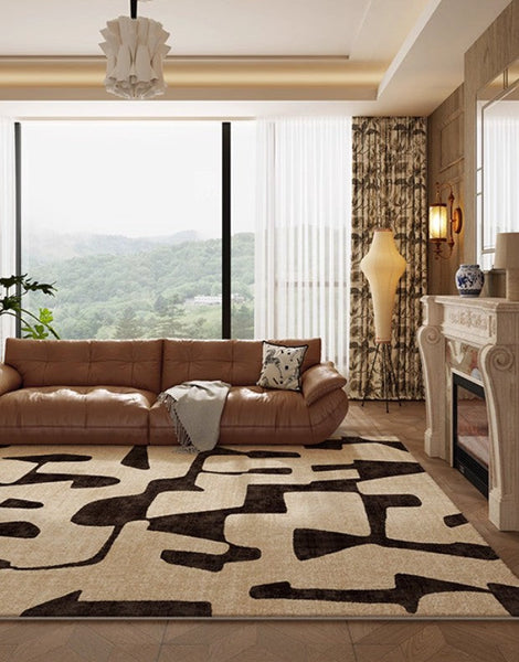 Large Modern Rugs for Living Room, Modern Rugs under Dining Room Table, Contemporary Abstract Rugs Next to Bed, Geometric Modern Carpets for Office-HomePaintingDecor