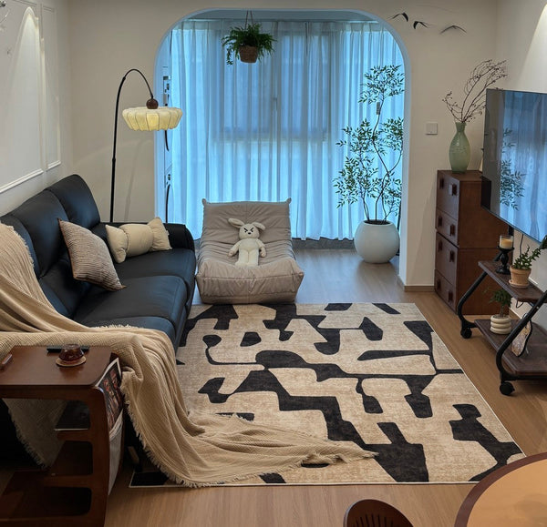 Large Modern Rugs for Living Room, Modern Rugs under Dining Room Table, Contemporary Abstract Rugs Next to Bed, Geometric Modern Carpets for Office-HomePaintingDecor