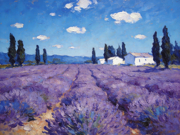 Gorgeous Provence Lavender Landscape, Small Oil Paintings, Canvas Wall Art Paintings, Hand Painted Canvas Art, Landscape Canvas Paintings, Original Oil Paintings-HomePaintingDecor