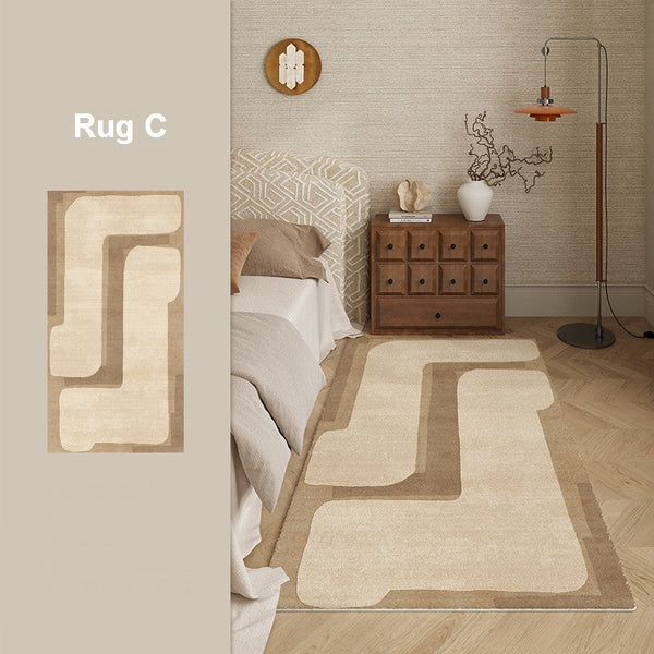 Unique Geometric Modern Rugs under Dining Room Table, Brown Modern Carpets for Office, Abstract Modern Rugs for Living Room, Contemporary Modern Rugs Next to Bed-HomePaintingDecor