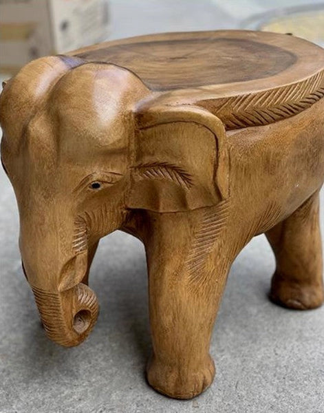 Elephant Sofa Stool, Dining Table Stool, Handmade Solid Wood low Stool, Elephant Wooden Stool, Creative Shoe-changing Stool-HomePaintingDecor
